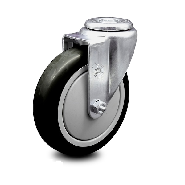 5 Inch Black Polyurethane Wheel Swivel Bolt Hole Caster